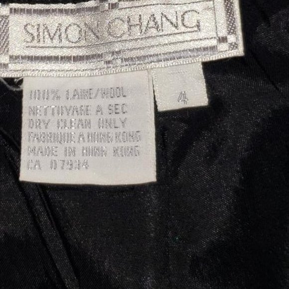 LAST CHANCE Simon Chang black midi skirt 100% wool small - Picture 9 of 9